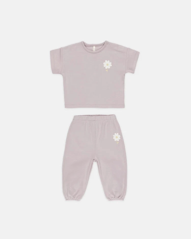 Kid's size Quincy Mae Jersey Tee & Pant Set - Daisy