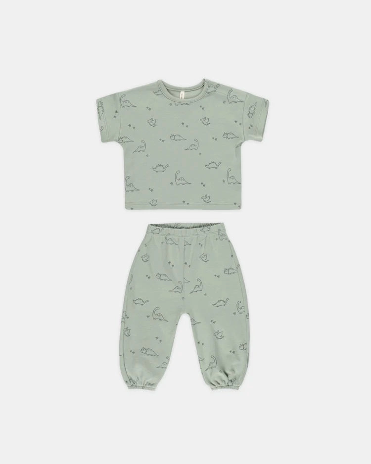 Quincy Mae Jersey Tee & Pants Set - Dino Glittery kids' wear Organza