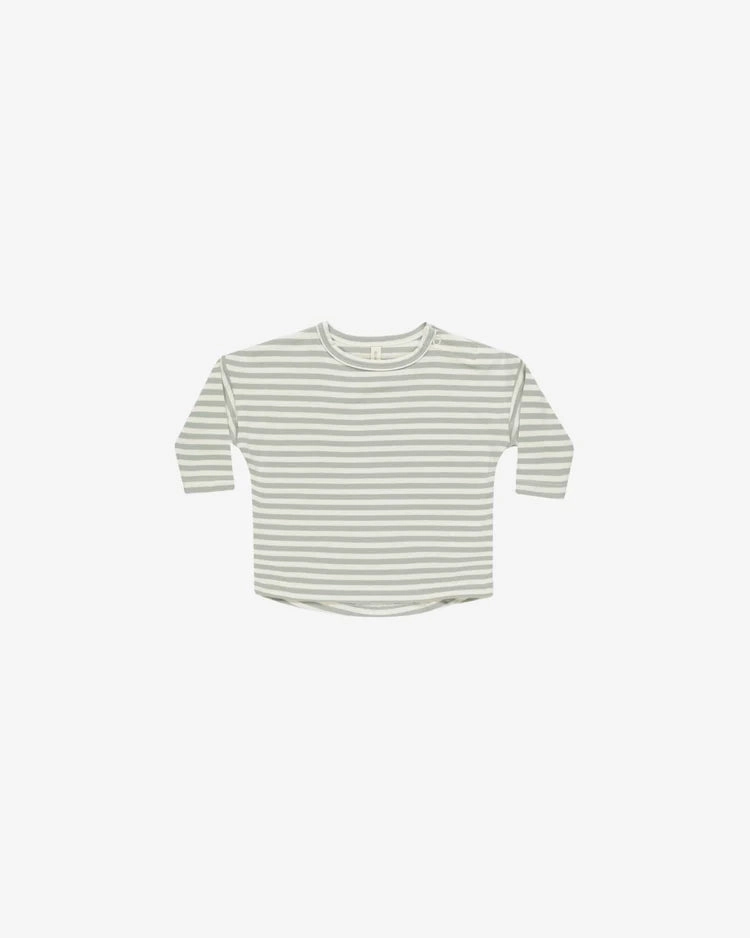 Anti - Bacterial Quincy Mae Long Sleeve Tee - Sage Stripe