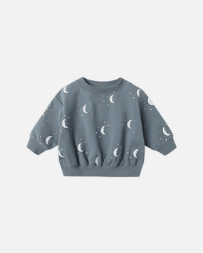 Quincy Mae Relaxed Fleece Sweatshirt - Silver Moons Basketball wear for kids Striped