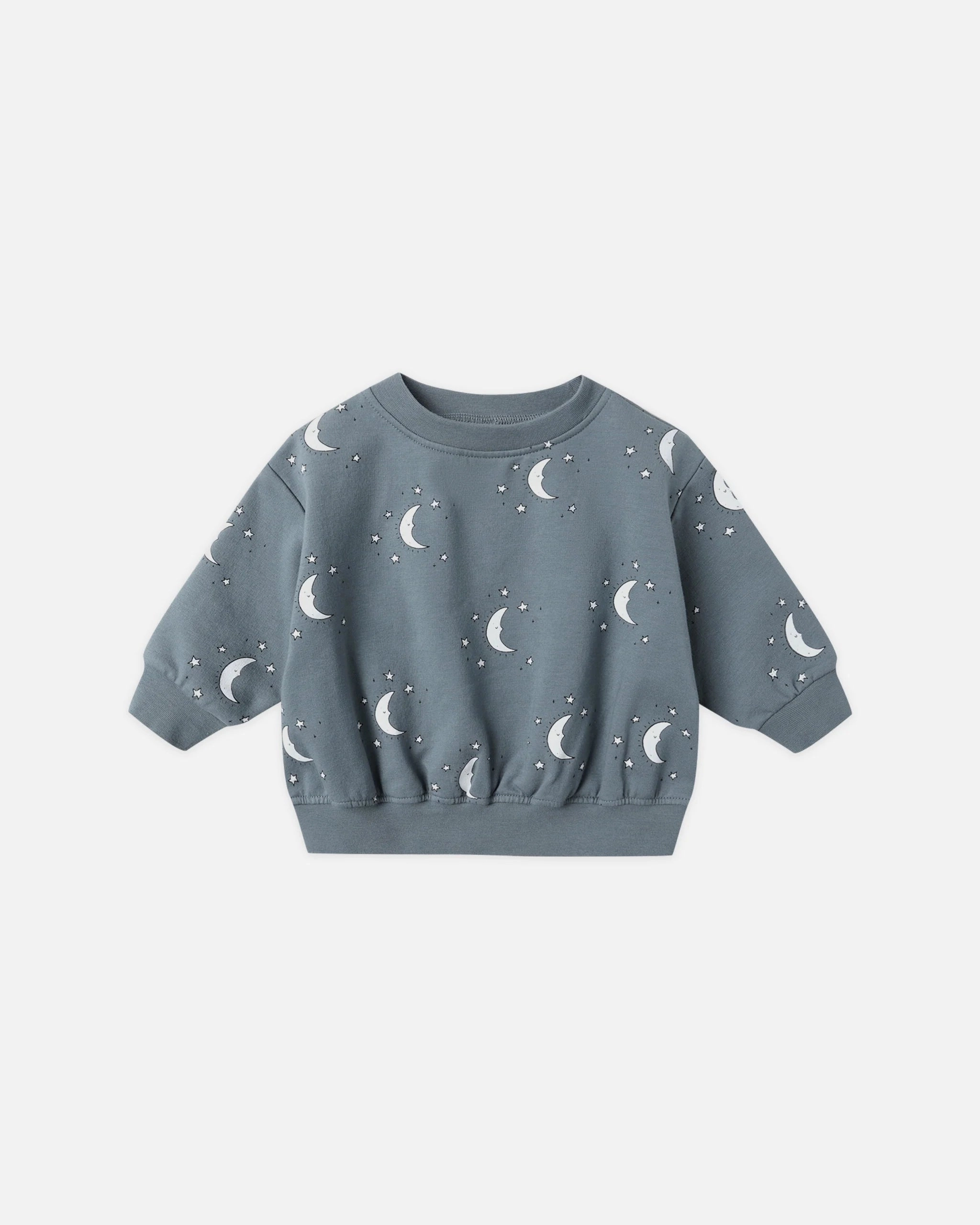 Unlined Patchwork outfits for children Quincy Mae Relaxed Fleece Sweatshirt - Silver Moons