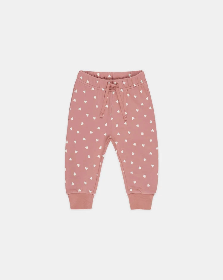 Quincy Mae Relaxed Sweatpant - Lipstick Hearts Eco - friendly Cowboy wear for kids