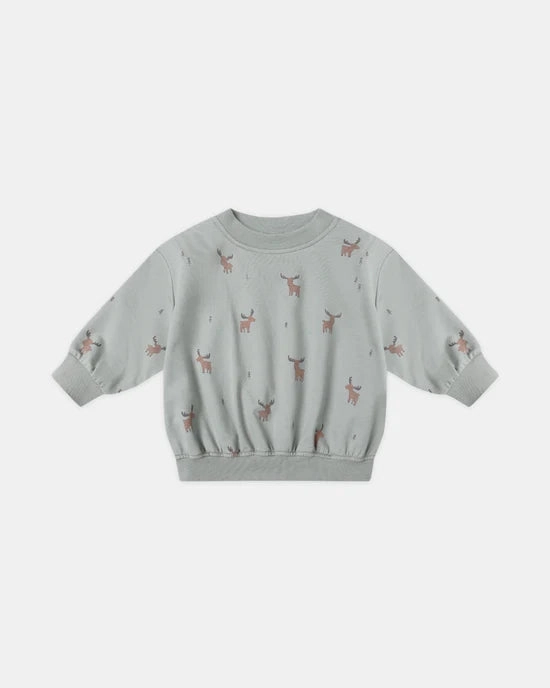 Quincy Mae Relaxed Sweatshirt - Moose Airport outfits for kids Dark colored kids' apparel