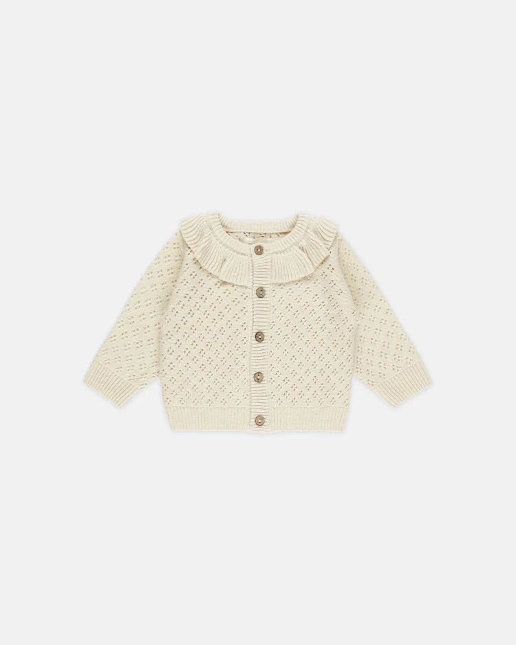 Quincy Mae Ruffle Collar Cardigan - Natural New