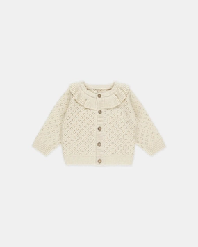 Quincy Mae Ruffle Collar Cardigan - Natural timeless Accessories