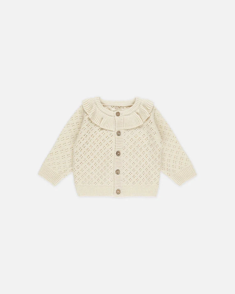 Monochromatic outfits for children Quincy Mae Ruffle Collar Cardigan - Natural