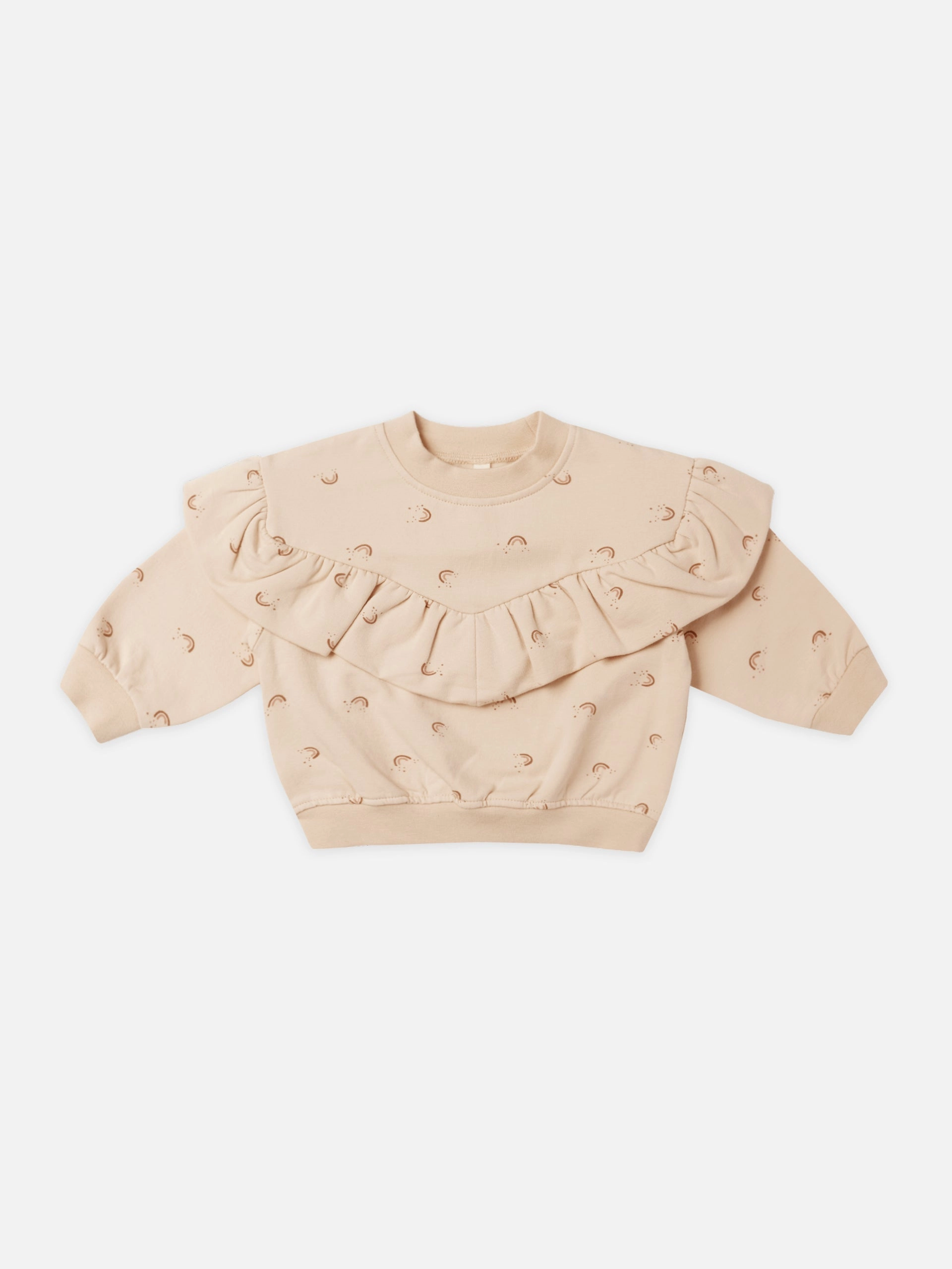 Quincy Mae Ruffle Fleece Sweatshirt - Rainbow Shell Extra - small floral