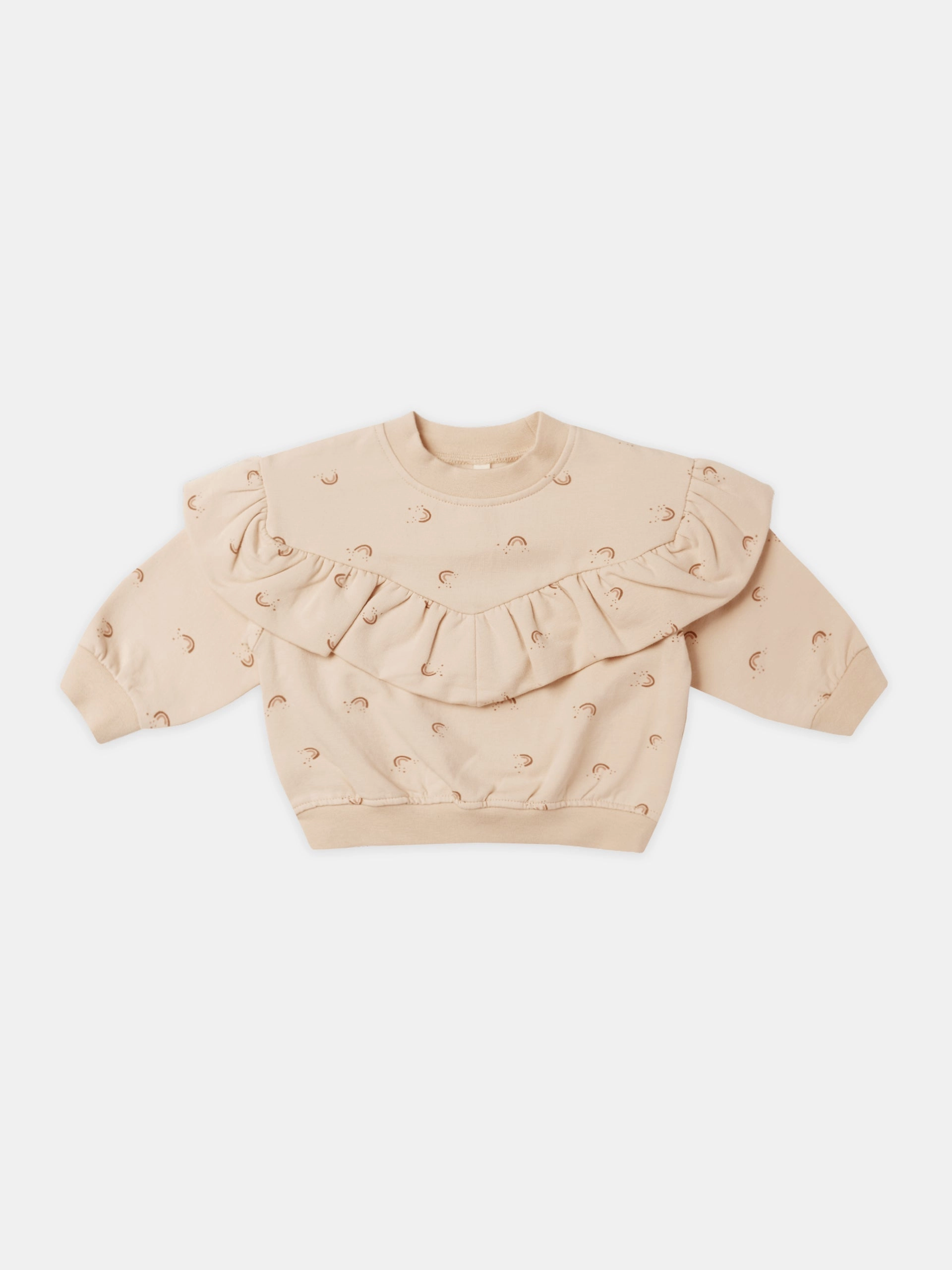 Quincy Mae Ruffle Fleece Sweatshirt - Rainbow Shell Sparkly kids' wear