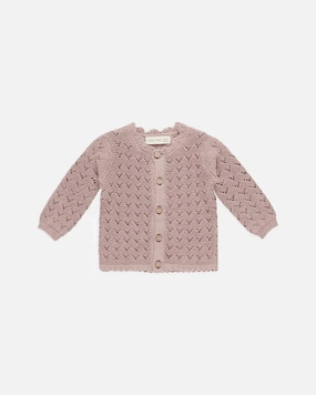 Quincy Mae Scalloped Cardigan - Mauve Plus - size