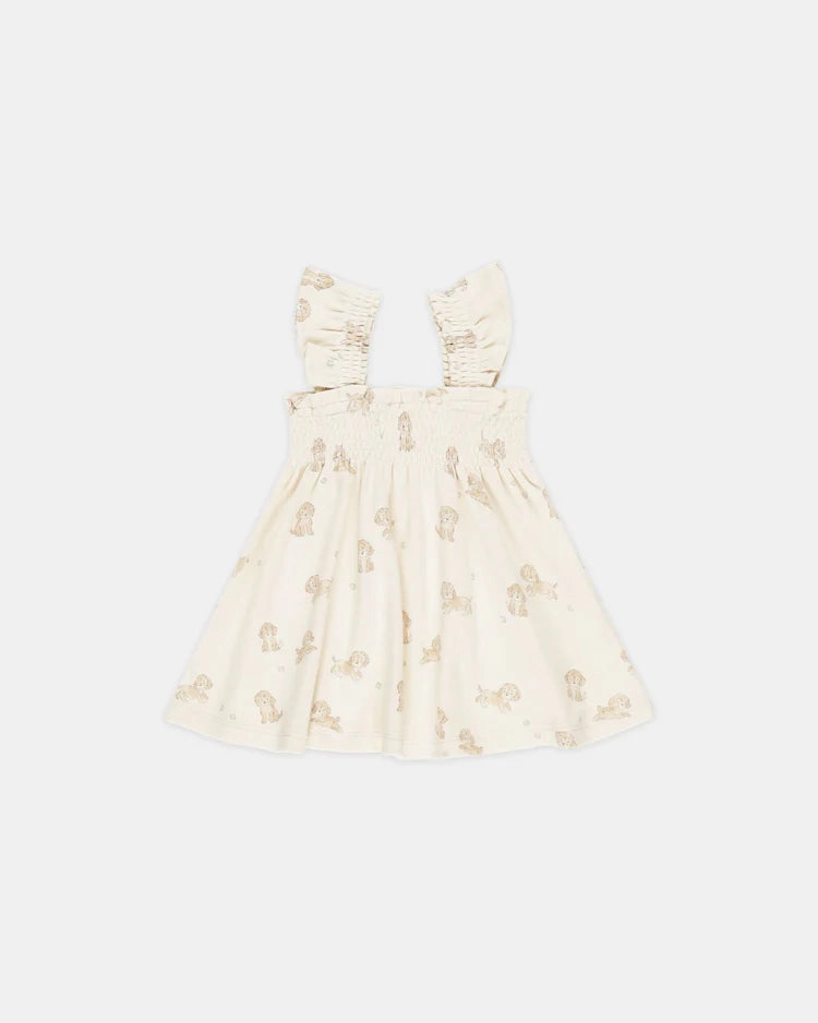 Cowboy wear for kids Quincy Mae Smocked Jersey Dress - Puppies