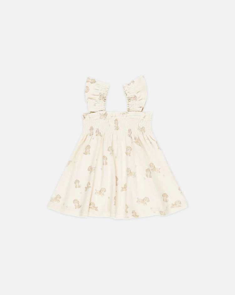 Quincy Mae Smocked Jersey Dress - Puppies Wrinkle - free