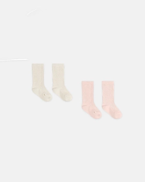 Summer kids' apparel Quincy Mae Sock Set - Ivory/Bubblegum