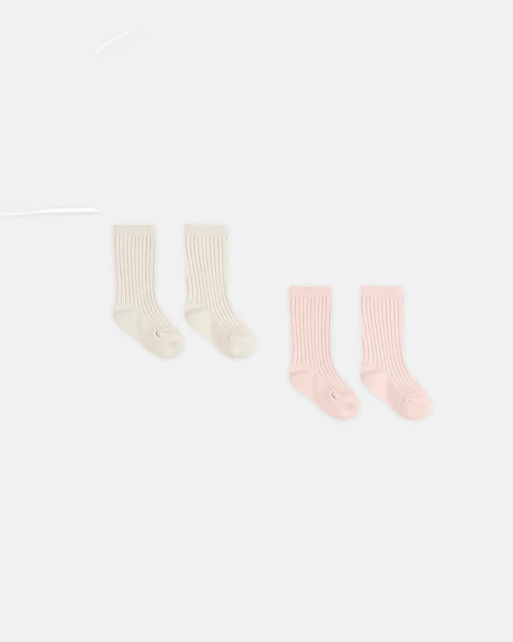 Quincy Mae Sock Set - Ivory/Bubblegum Skinny