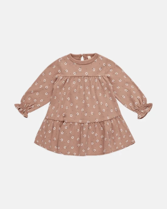 Quincy Mae Tiered Jersey Dress - Rose Ditsy Snapped