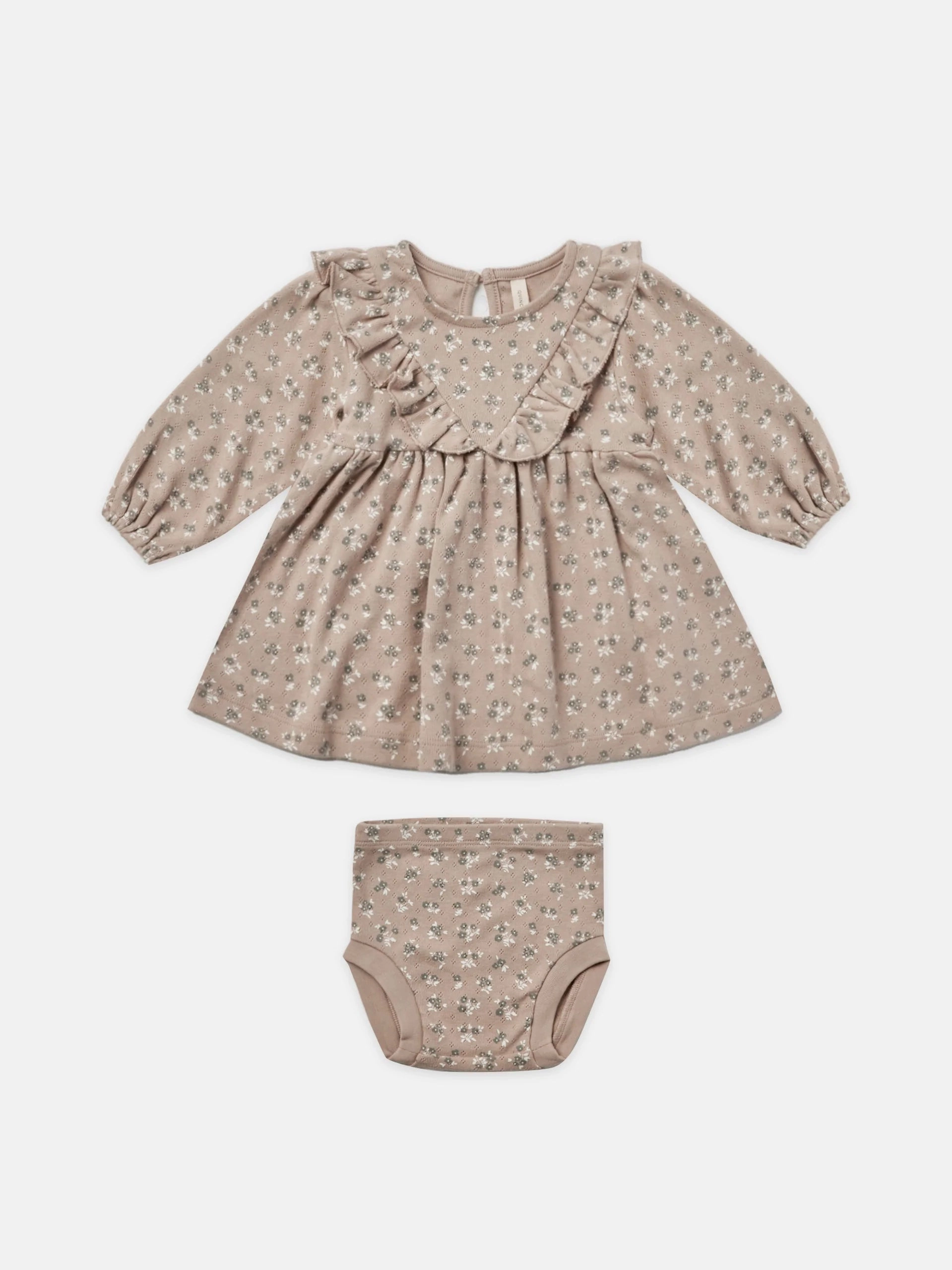 Dance outfits for kids Quincy Mae Truffle Floral Long Sleeve Ruffle V Dress