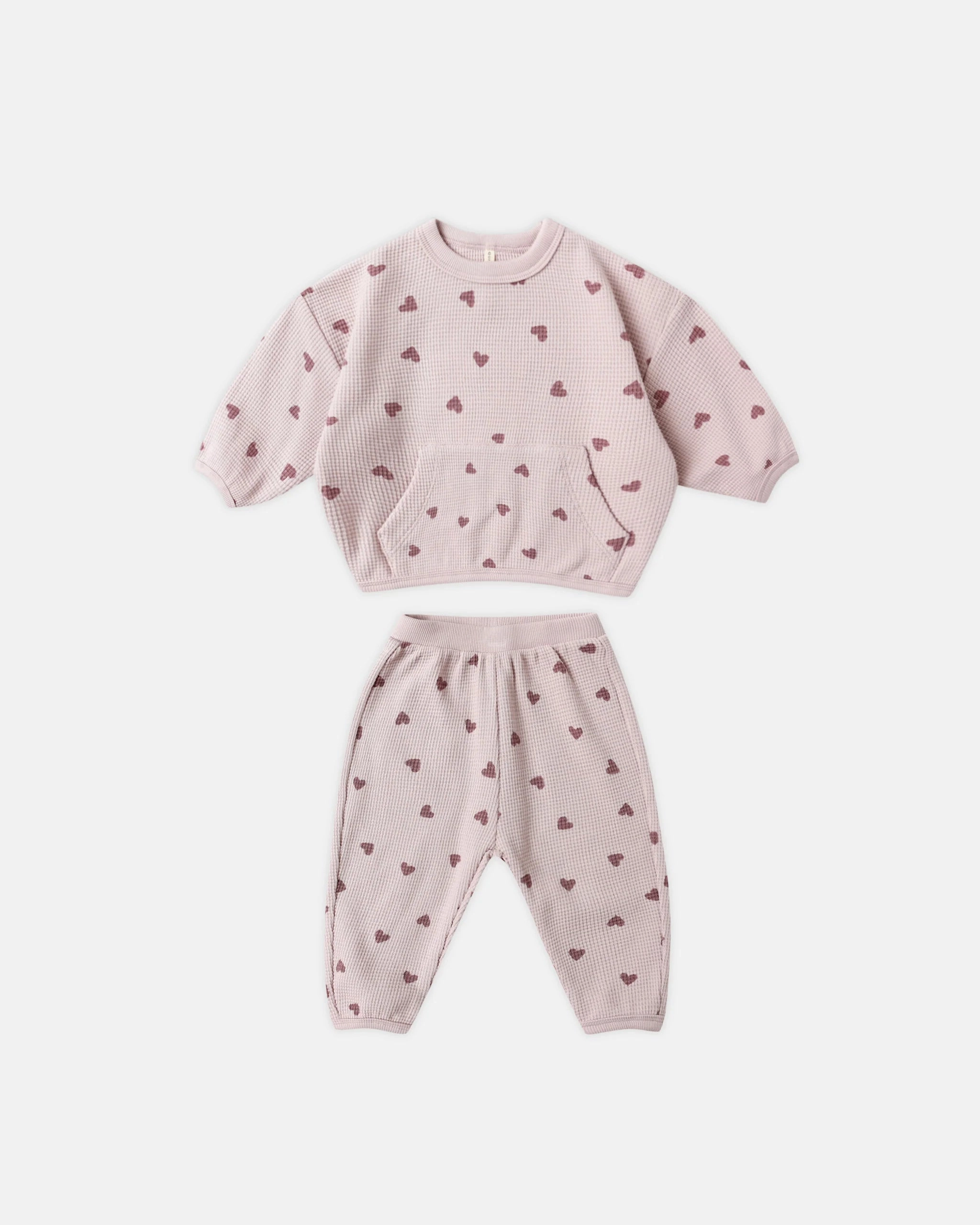 Pajamas for children nylon Quincy Mae Waffle Slouch Set - Hearts