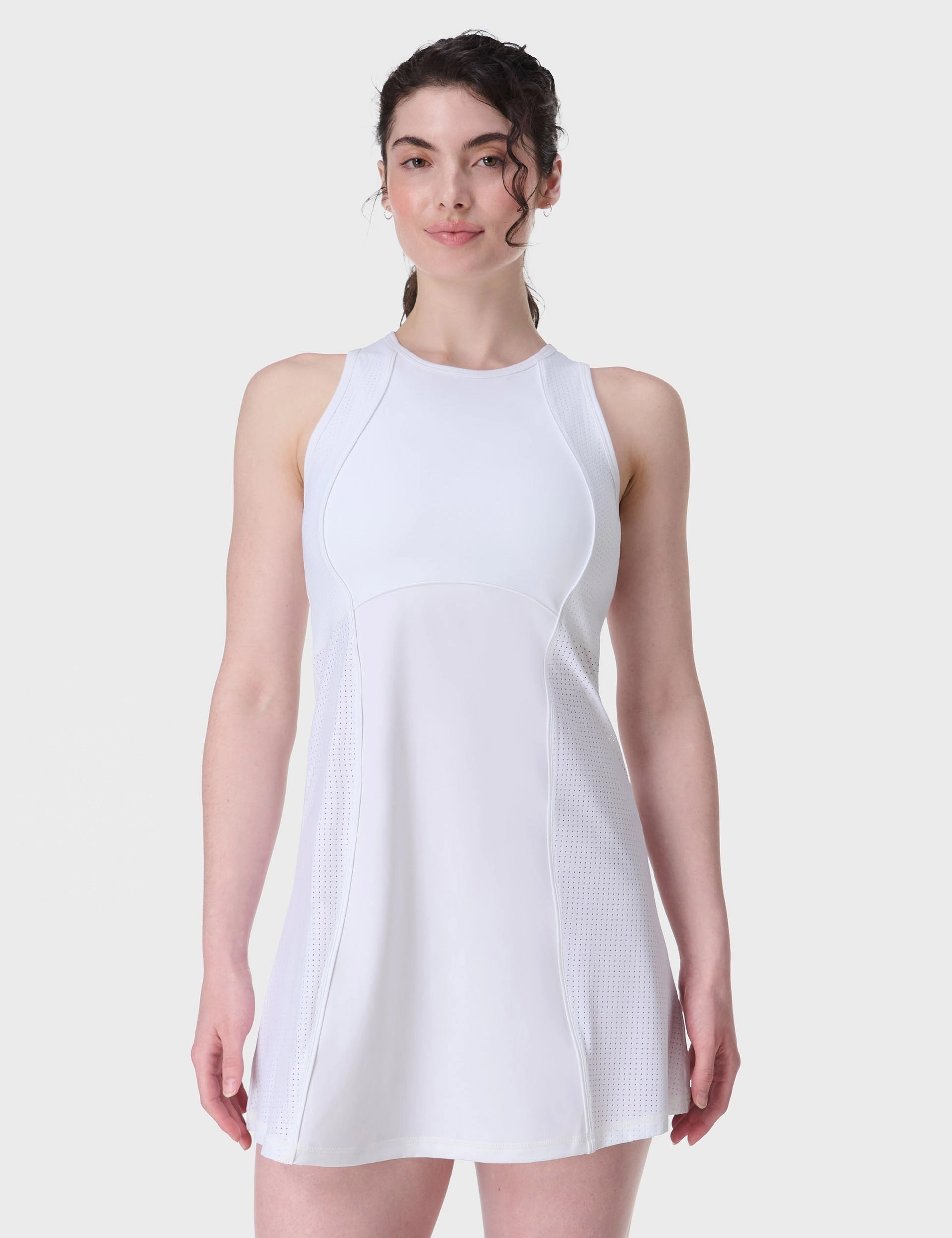 Adjustable Hem Toggles Racket Tennis Dress - White