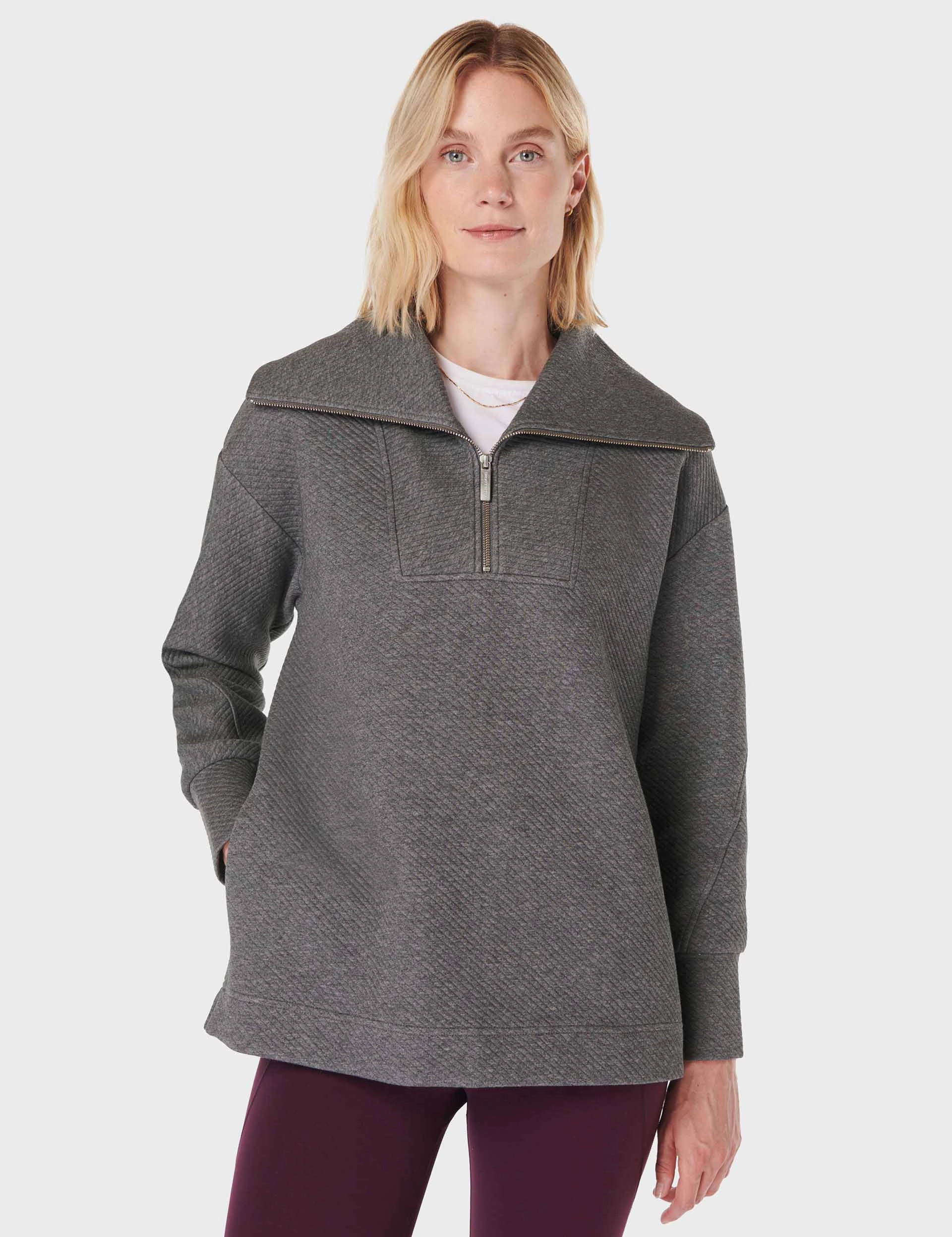 Dream Core NonRestrictive Movement Radiant Half Zip Sweatshirt - Charcoal Grey Marl