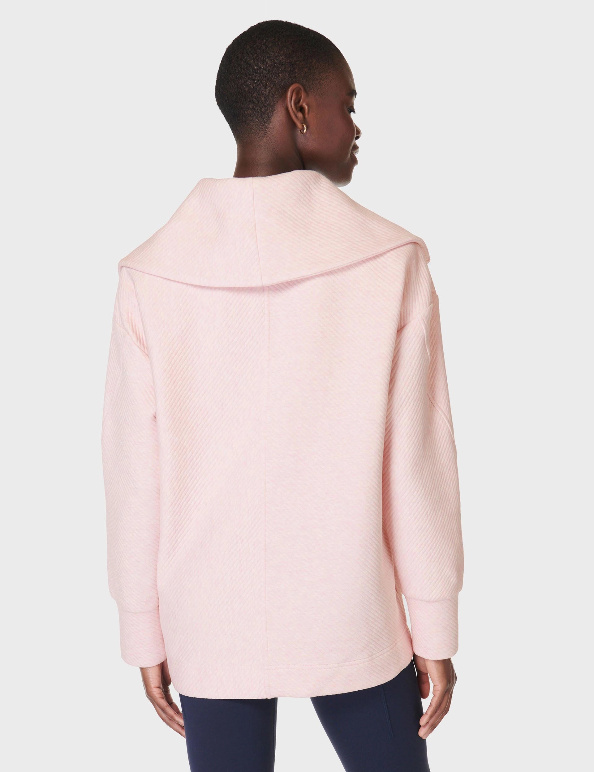 Radiant Half Zip Sweatshirt - Neutral Pink LightweightTexture Adjustable Cuff System