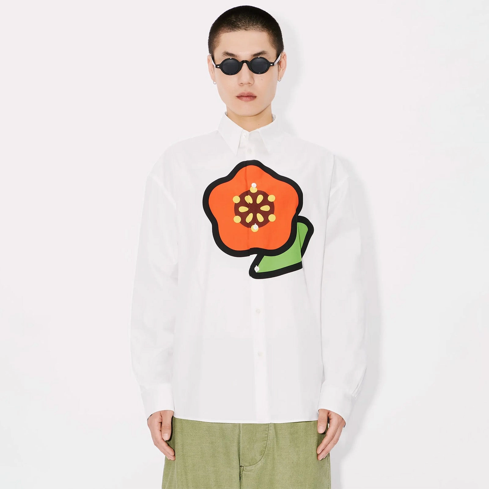 Kenzo Pop Casual Shirt 'White' Teacher Chic