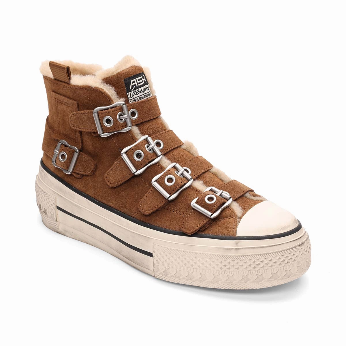 Off Road Running Rainbow Hightop Sneaker Faux Fur Lined