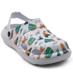 Lucy & Luke White Casual Slingback Printed Clogs For Kids ALEX-K2E By Liberty Aero Light Construction