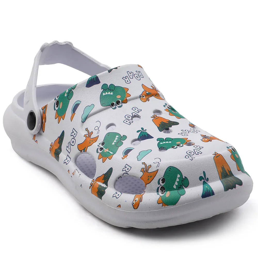Lucy & Luke White Casual Slingback Printed Clogs For Kids ALEX-K2E By Liberty Aero Light Construction