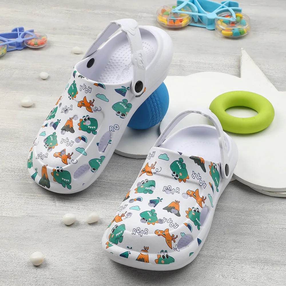 Precision Stitching Present Lucy & Luke White Casual Slingback Printed Clogs For Kids ALEX-K2E By Liberty
