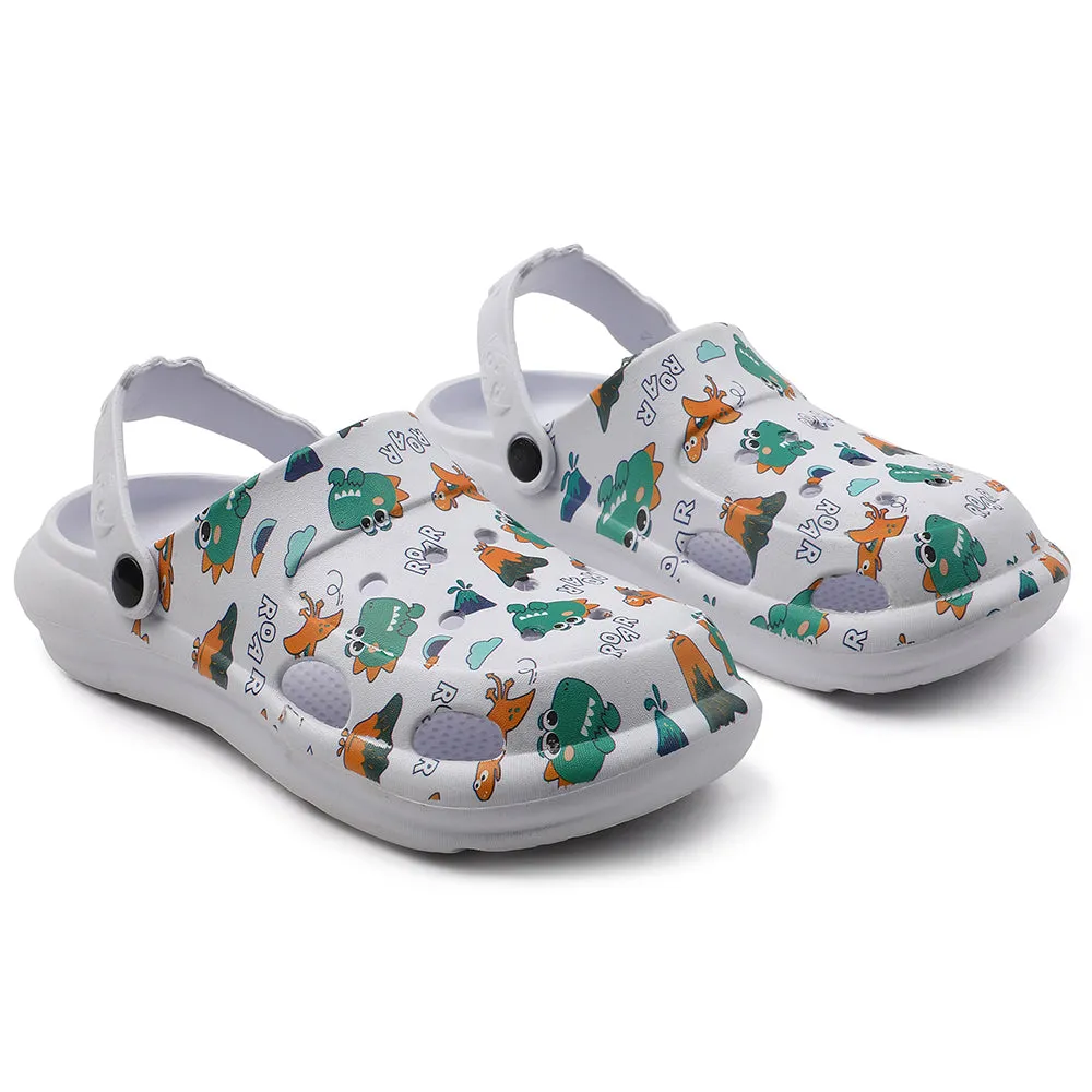 Lucy & Luke White Casual Slingback Printed Clogs For Kids ALEX-K2E By Liberty Proprioceptive Footbed Convenient feature