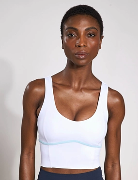 Ava Sports Bra - White/Light Blue Comfortable Structure