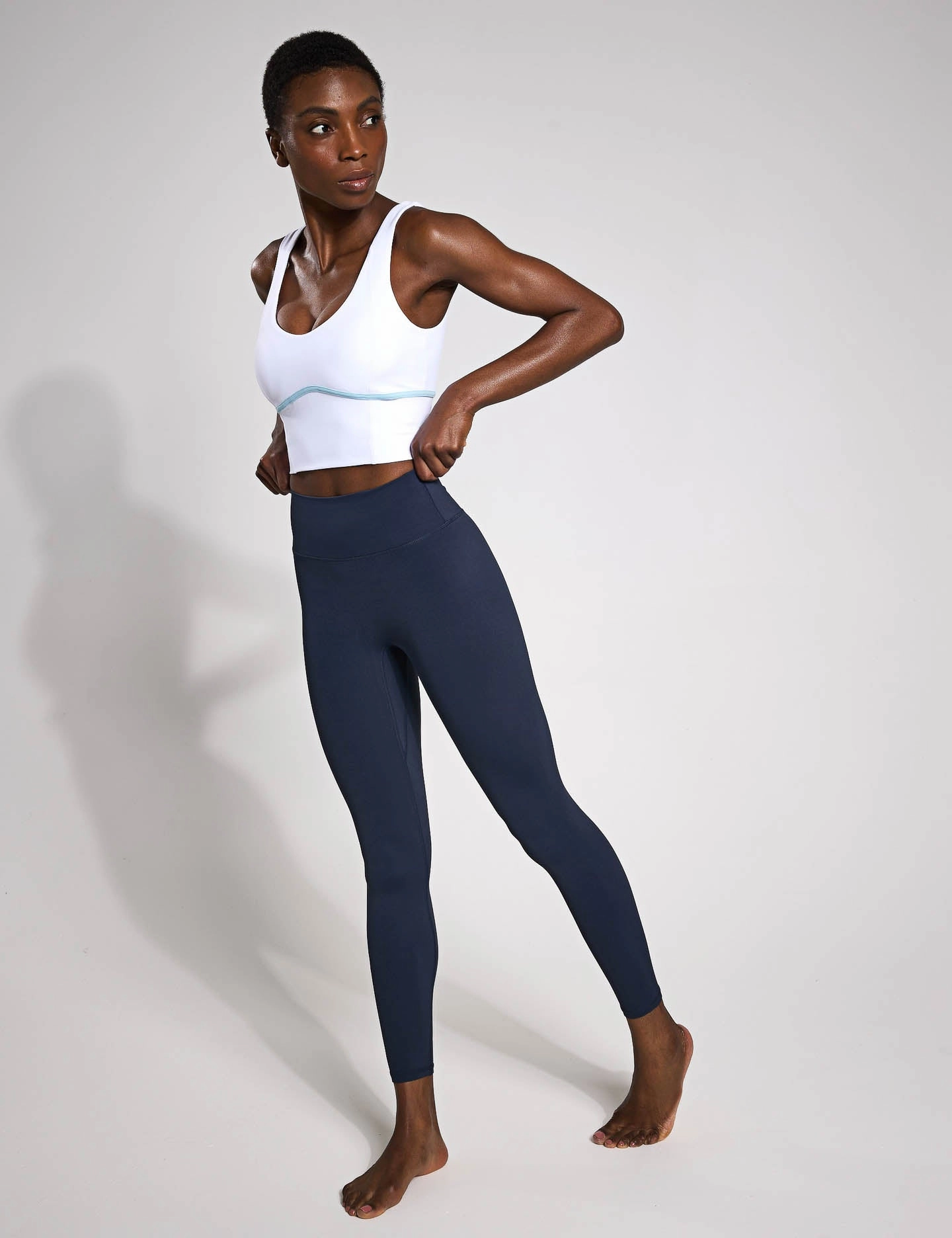 Lightweight Fit Ava Sports Bra - White/Light Blue