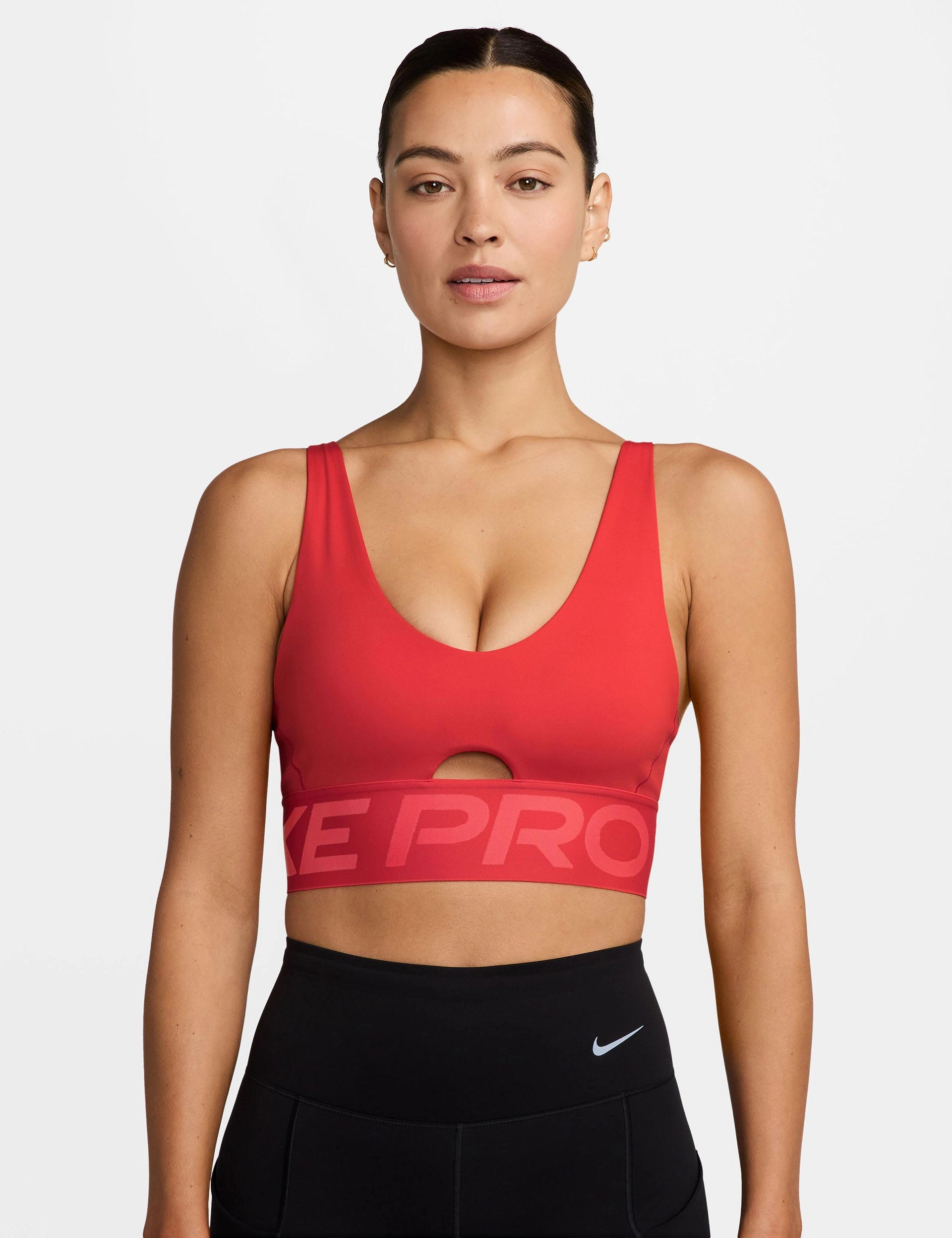 Comfortable lining Pro Indy Plunge Medium-Support Sports Bra - Light Crimson/Ember Glow/White