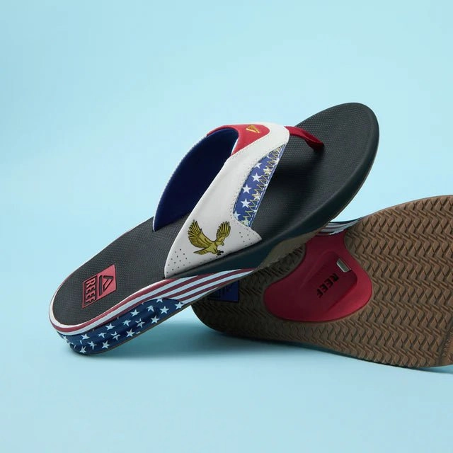 NoIrritationSeams Reef Men's Fanning Flip Flops - Golden Eagle Black