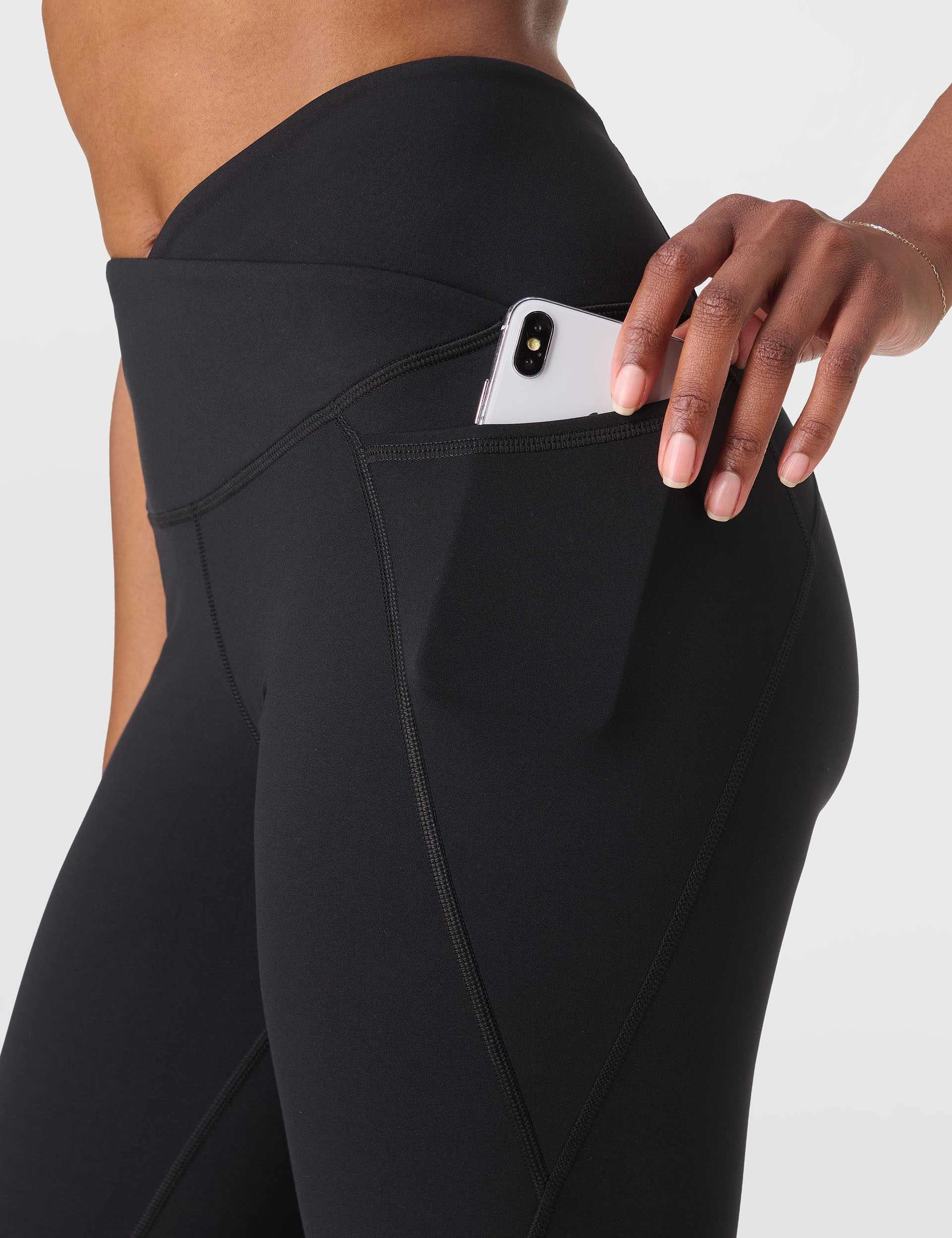 Power 7/8 Wrap Waist Gym Leggings - Black River Flow NonIrritatingSeams