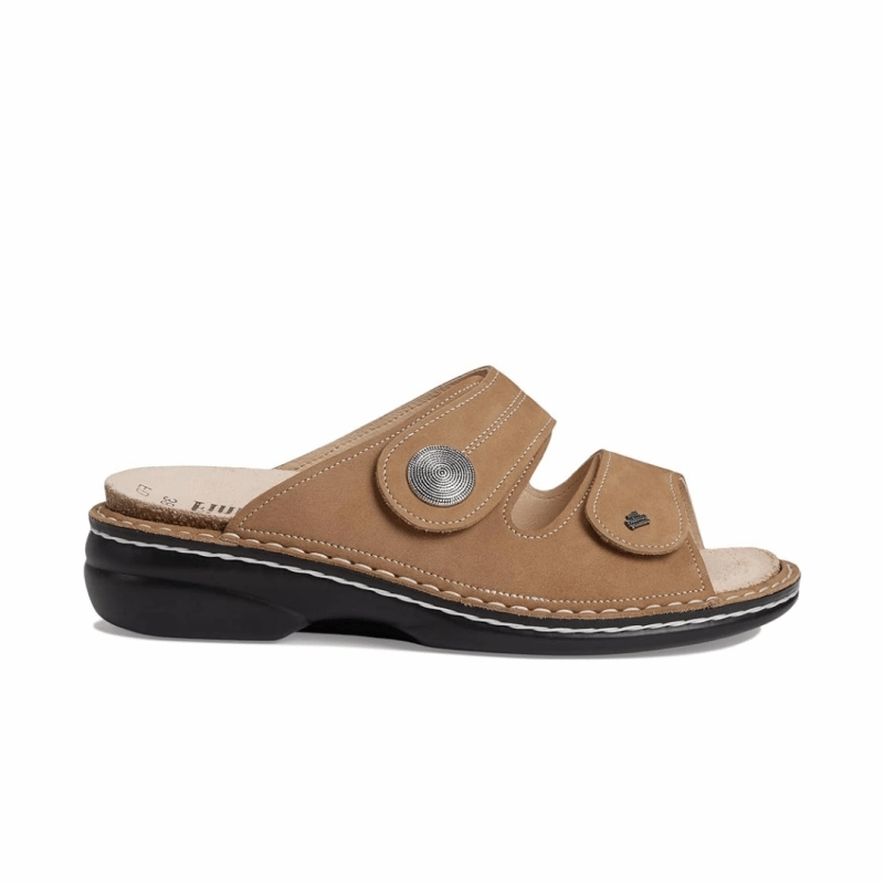 Thick Fiber Finn Comfort Women's Sansibar-S - Tan Nubuck