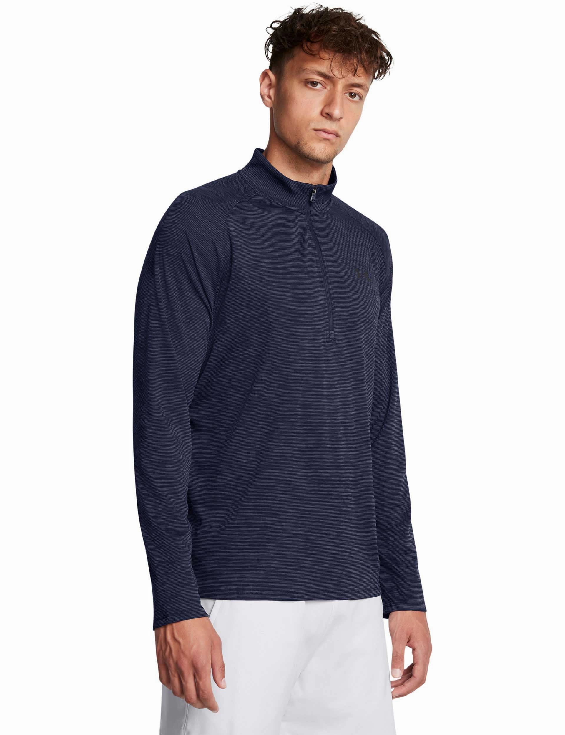 Tech Textured 1/2 Zip - Midnight Navy/Black Active Fit Wonder Core