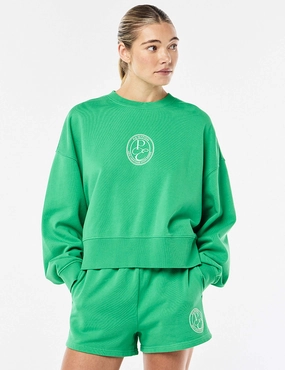 Soft Brushed Finish Exposition Sweat - Washed Kelly Green