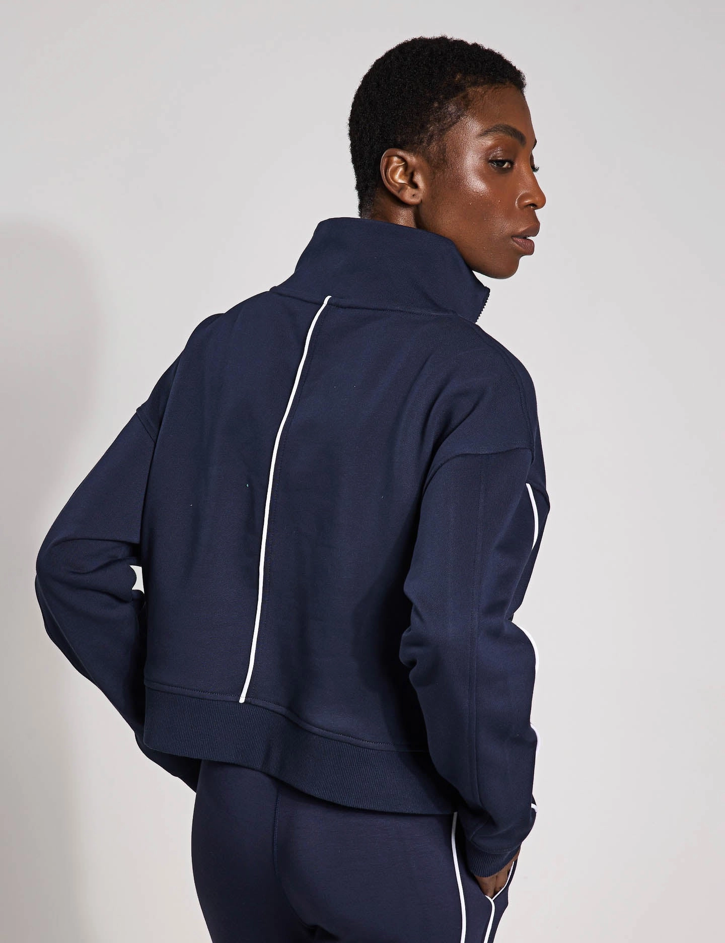 Rihanna Sweat - Navy Blue/White Piping Raglan Sleeve