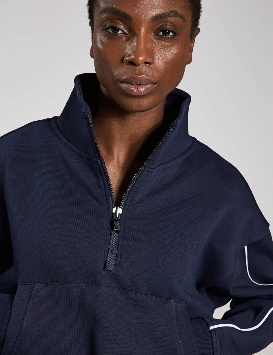 Rihanna Sweat - Navy Blue/White Piping FourWay Stretch Lightweight Design