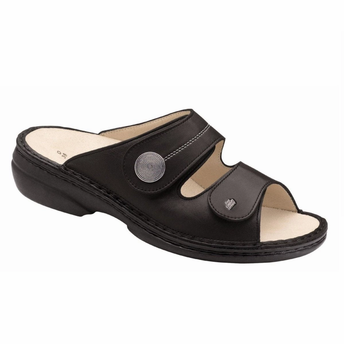 Finn Comfort Women's Sansibar-S - Black Leather Fantasy Glow