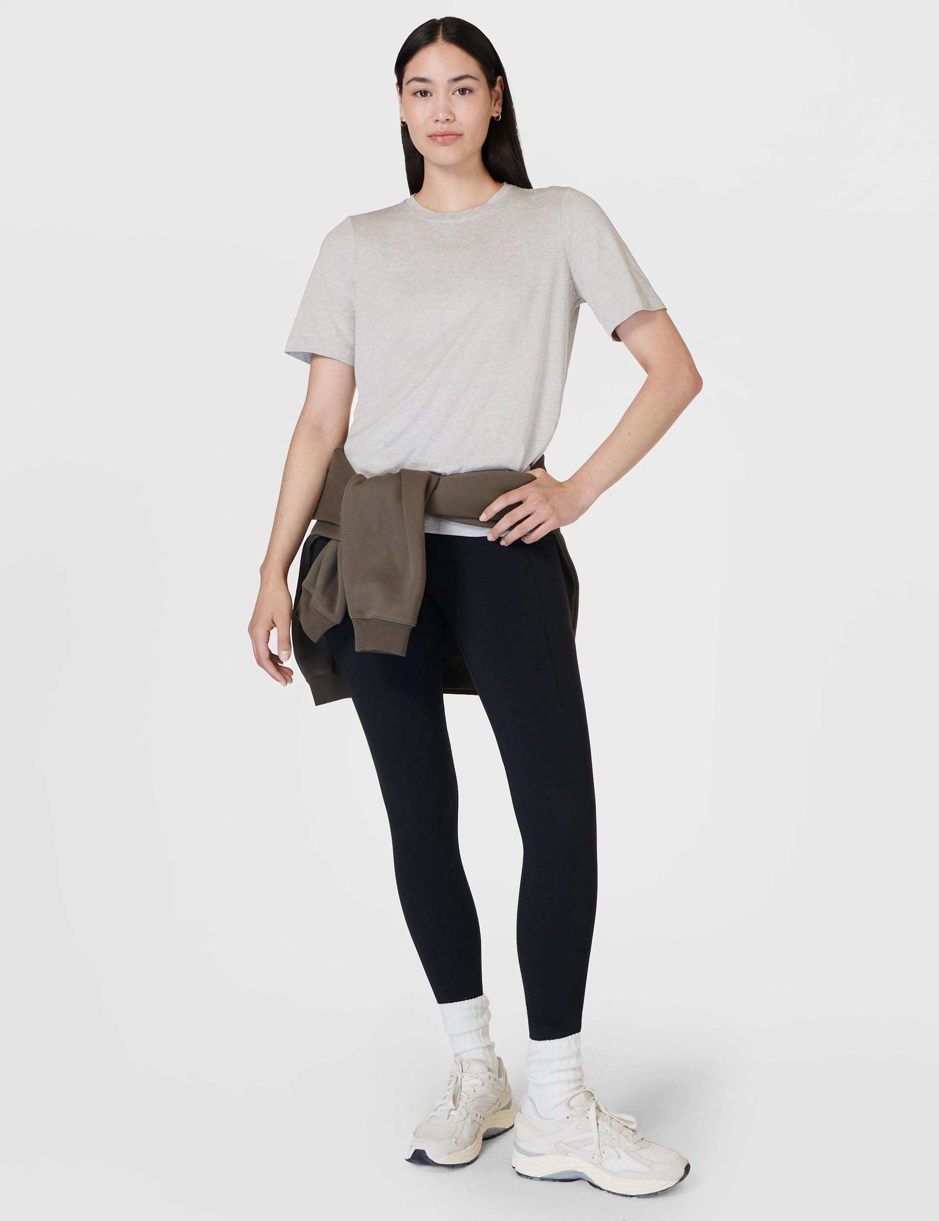 Ocean Glow Holiday Ease Essential Crew Neck T-Shirt - Light Grey Marl