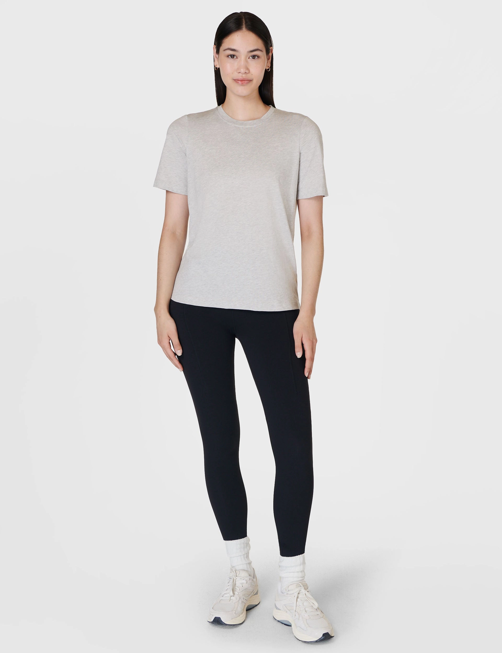 Essential Crew Neck T-Shirt - Light Grey Marl Team Edge Day Glow