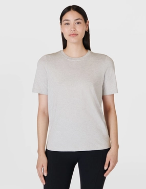 Essential Crew Neck T-Shirt - Light Grey Marl Glitter Fit slim fit