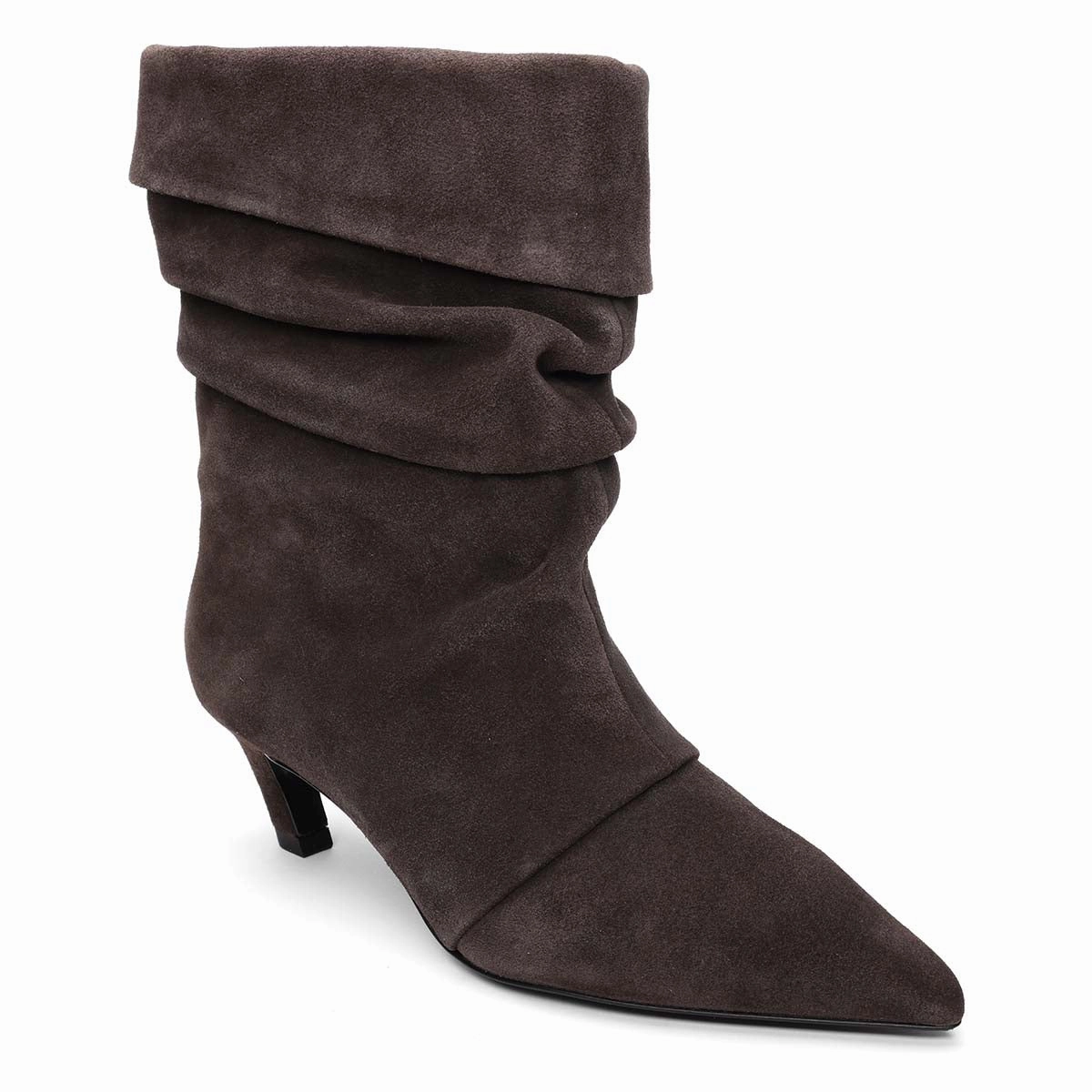 Heat Lock Virgee Scrunch Foldover Dress Suede Bootie