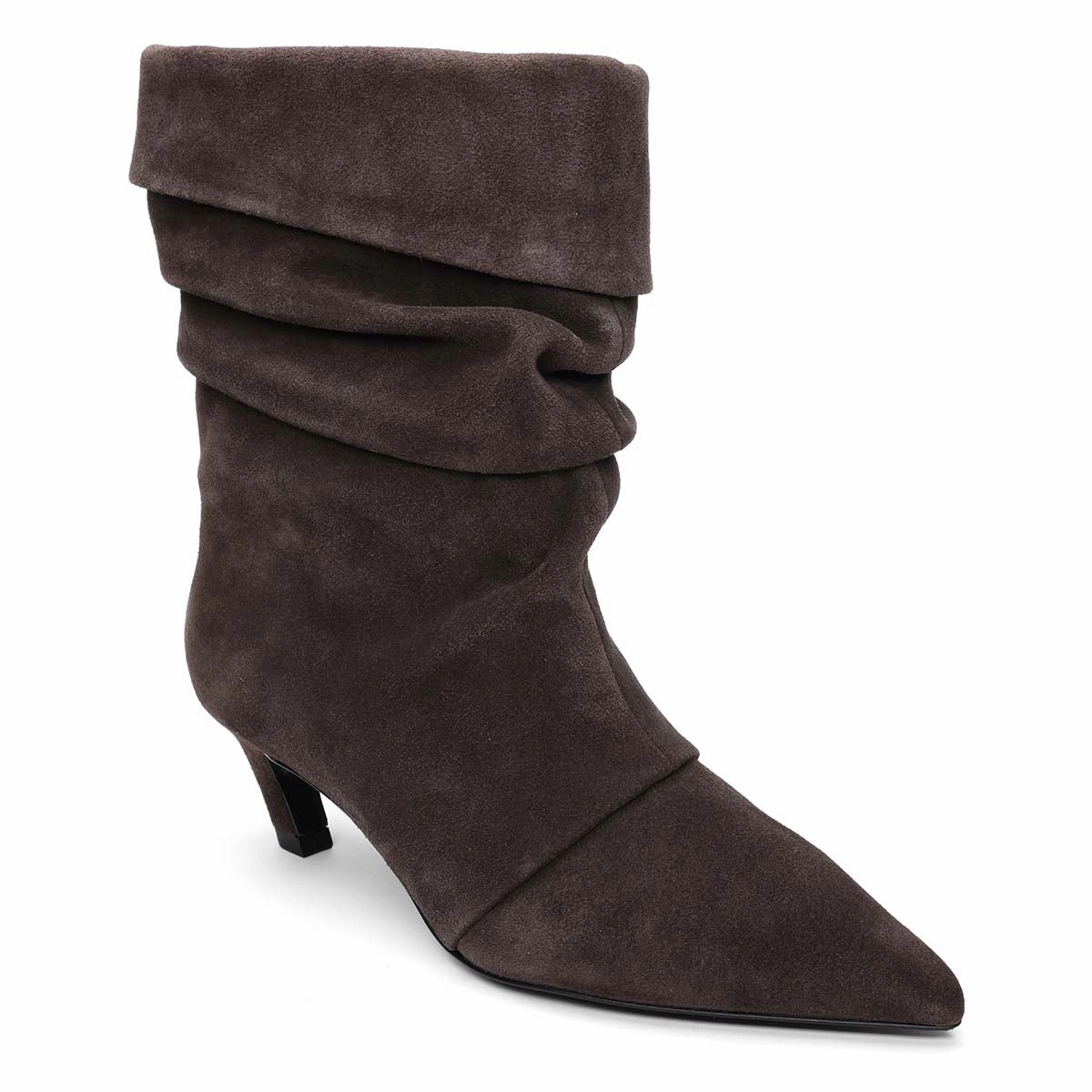 Virgee Scrunch Foldover Dress Suede Bootie ErgonomicDesign