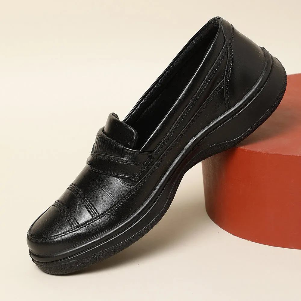 Warrior Black Formal Non Lacing Shoes For Men 2078-02 By Liberty High Rebound Foam Core branded shoes