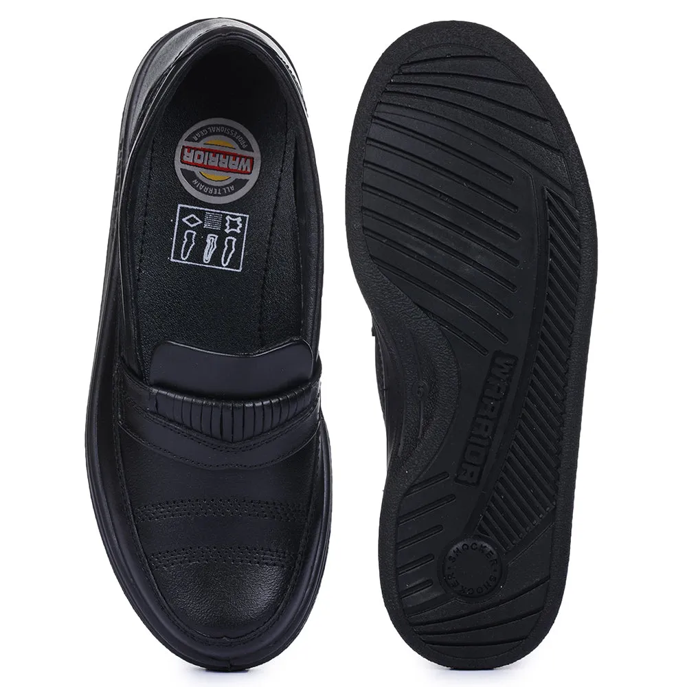 Warrior Black Formal Non Lacing Shoes For Men 2078-02 By Liberty Reinforced Achilles Notch