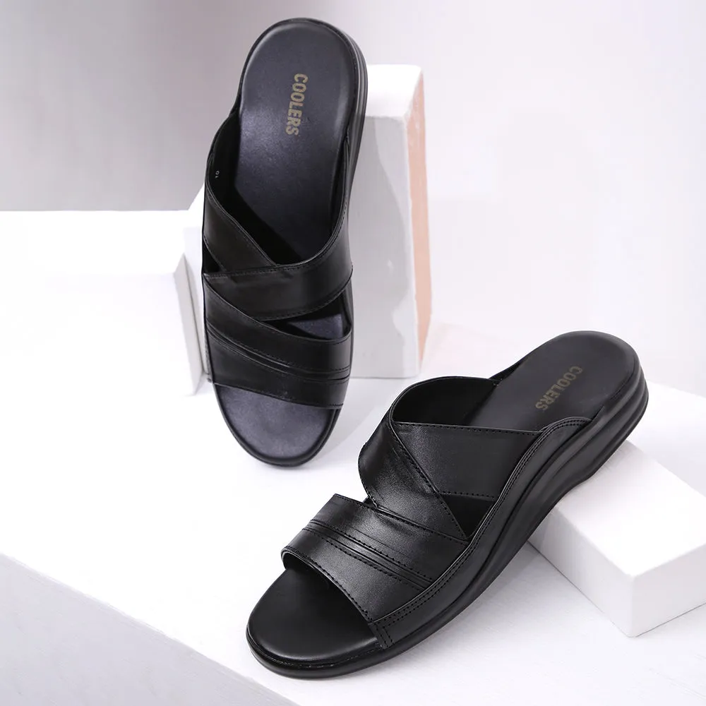 Fast Run Coolers Casual Black Slippers For Men 7123-79 By Liberty