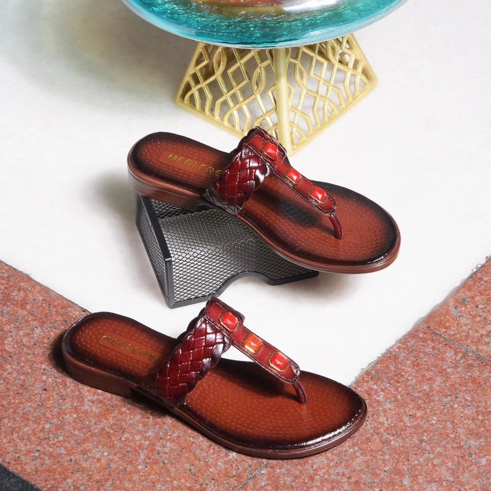 Healers Fashion Cherry Ethnic Slipper For Women TLO-53 By Liberty traction - enhanced shoe features Thermobonded Seams