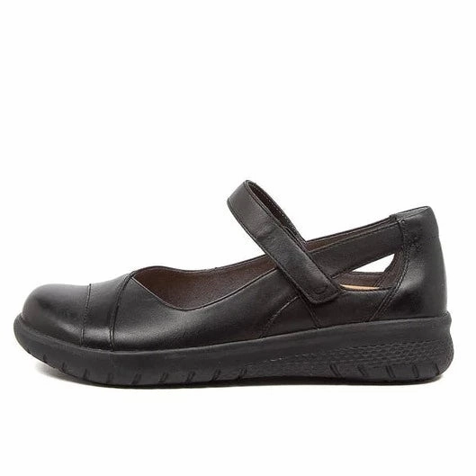 LowMaintenance FlexibleJointConstruction Ziera Shoes Women's Sofia Mary Jane - Black Leather